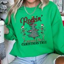 XXL Irish Bright Green Rocking Around The Christmas Tree, Dancing Skeletons Holiday Party Edition Sweatshirt