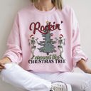 XXXL Light Pink Rocking Around The Christmas Tree, Dancing Skeletons Holiday Party Edition Sweatshirt
