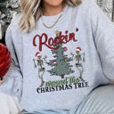 XXL Heather Sport Gray Rocking Around The Christmas Tree, Dancing Skeletons Holiday Party Edition Sweatshirt