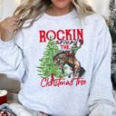 XXXL Ash Light Gray Rocking Around The Christmas Tree Cowboy Edition Cozy Western Holiday Song Lyrics Sweatshirt