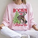 XXXL Light Pink Rocking Around The Christmas Tree Cowboy Edition Cozy Western Holiday Song Lyrics Sweatshirt
