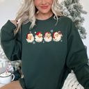 Medium Forest Green Retro Santas With Snowflakes Christmas Sweatshirt