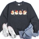 Large Dark Gray Heather Retro Santas With Snowflakes Christmas Sweatshirt