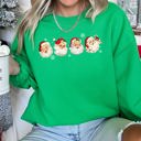 Large Irish Bright Green Retro Santas With Snowflakes Christmas Sweatshirt