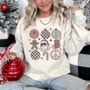  Retro Santa Christmas Peace Snowflake Cozy Fleece Winter Holiday Festive Sweatshirt