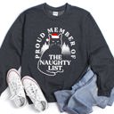 Large Dark Gray Heather Proud Member Of The Naughty List, Cat Christmas Edition For Holiday Cat Lovers And Mischief Makers Sweatshirt
