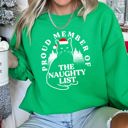 XL Irish Bright Green Proud Member Of The Naughty List, Cat Christmas Edition For Holiday Cat Lovers And Mischief Makers Sweatshirt