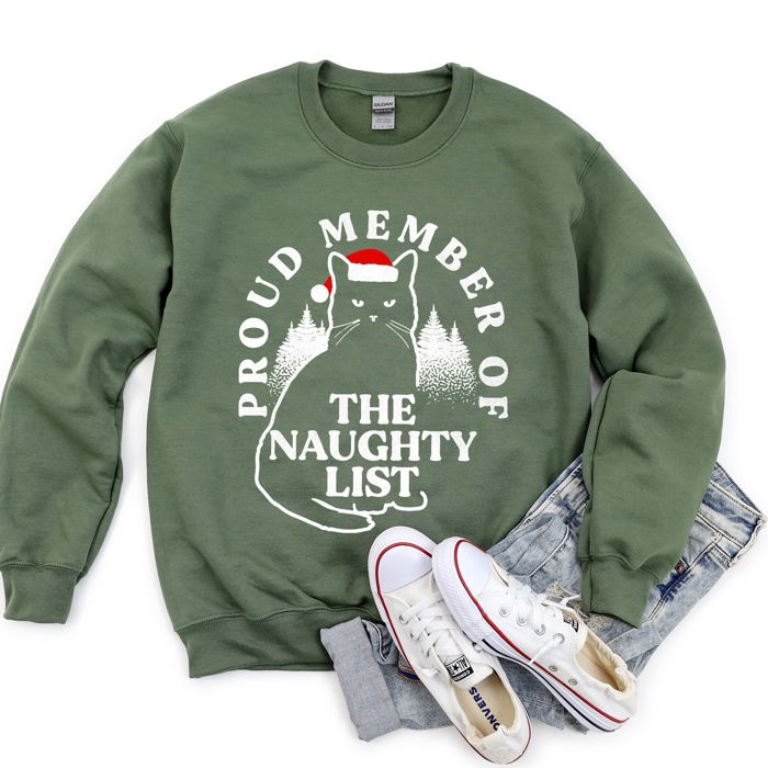 Proud Member Of The Naughty List, Cat Christmas Edition For Holiday Cat Lovers And Mischief Makers Sweatshirt