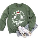 Medium Military Green Proud Member Of The Naughty List, Cat Christmas Edition For Holiday Cat Lovers And Mischief Makers Sweatshirt