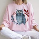  Owl Folk Art Scandinavian Inspired Winter Christmas Nordic Owl Design Sweatshirt
