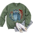  Owl Folk Art Scandinavian Inspired Winter Christmas Nordic Owl Design Sweatshirt