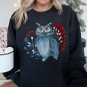 Medium Black Owl Folk Art Scandinavian Inspired Winter Christmas Nordic Owl Design Sweatshirt