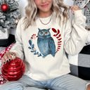 Small Sand Owl Folk Art Scandinavian Inspired Winter Christmas Nordic Owl Design Sweatshirt