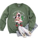 Medium Military Green Out Here Looking Like A Snack Christmas Edition Festive Holiday Graphic Cozy Saying For The Season Sweatshirt