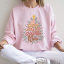 Large Light Pink Oh Come Let Us Adore Him, Retro Sign Christmas Sweatshirt