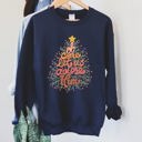 XXL Navy Oh Come Let Us Adore Him, Retro Sign Christmas Sweatshirt