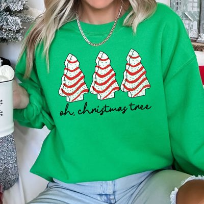 Oh Christmas Tree Snack Little Debbie Christmas Cozy Seasonal Favorite Holiday Plush Sweatshirt