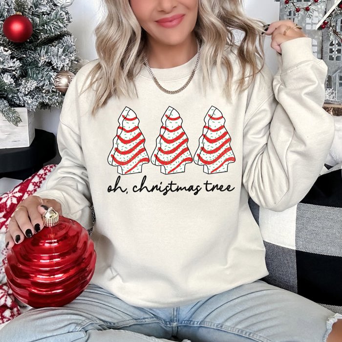 Oh Christmas Tree Snack Little Debbie Christmas Cozy Seasonal Favorite Holiday Plush Sweatshirt
