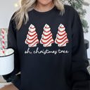 Small Black Oh Christmas Tree Snack Little Debbie Christmas Festive Print Vintage Sweatshirt