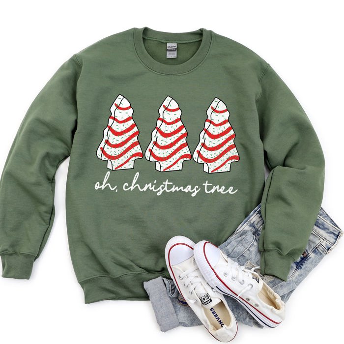 Oh Christmas Tree Snack Little Debbie Christmas Festive Print Vintage Sweatshirt