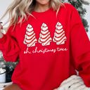 Large Red Oh Christmas Tree Snack Little Debbie Christmas Festive Print Vintage Sweatshirt