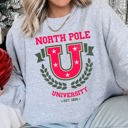  North Pole University Retro Christmas Festive Winter Seasonal Graphic Sweatshirt