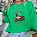 Medium Irish Bright Green North Pole Express Vintage Christmas Cozy Cotton-Poly Fleece Holiday Edition Sweatshirt