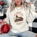 XXL Sand North Pole Express Vintage Christmas Cozy Cotton-Poly Fleece Holiday Edition Sweatshirt