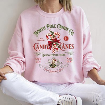 North Pole Candy Company Christmas Collection Festive Holiday Treats Theme Sweatshirt