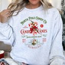 Large Ash Light Gray North Pole Candy Company Christmas Collection Festive Holiday Treats Theme Sweatshirt