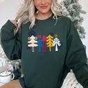 Small Forest Green Noel Folk Art Christmas Ornament Moonlit Village Winter Night Scenic Design Inspiring Warmth and Joy Sweatshirt