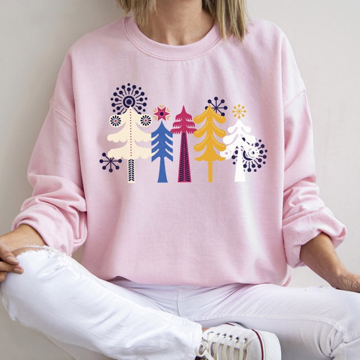 Noel Folk Art Christmas Ornament Moonlit Village Winter Night Scenic Design Inspiring Warmth and Joy Sweatshirt