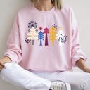 Small Light Pink Noel Folk Art Christmas Ornament Moonlit Village Winter Night Scenic Design Inspiring Warmth and Joy Sweatshirt