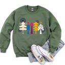 XXXL Military Green Noel Folk Art Christmas Ornament Moonlit Village Winter Night Scenic Design Inspiring Warmth and Joy Sweatshirt