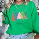 Small Irish Bright Green Most Wonderful Time Retro Christmas Trees Holiday Edition Vintage Graphic Sweatshirt