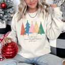 Medium Sand Most Wonderful Time Retro Christmas Trees Holiday Edition Vintage Graphic Sweatshirt