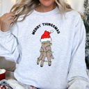 Small Ash Light Gray Merry Thingsmas, Wednesday Christmas Celebration Holiday Season Edition Sweatshirt