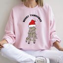 Medium Light Pink Merry Thingsmas, Wednesday Christmas Celebration Holiday Season Edition Sweatshirt