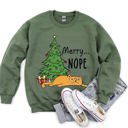  Merry Nope Cat Christmas Cozy Fleece Lined Holiday Humor Graphic Cat Lover Sweatshirt