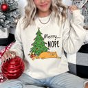  Merry Nope Cat Christmas Cozy Fleece Lined Holiday Humor Graphic Cat Lover Sweatshirt