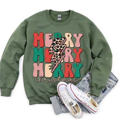 Merry Christmas Retro Leopard Print Cozy Festive Snowflake Graphic Christmas Cheer Holiday Sweatshirt