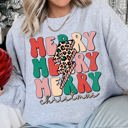 XXL Heather Sport Gray Merry Christmas Retro Leopard Print Cozy Festive Snowflake Graphic Christmas Cheer Holiday Sweatshirt