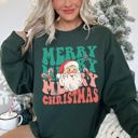 XXL Forest Green Merry Christmas Retro Santa Cozy Fleece Lined Vintage Graphic Holiday Artwork Series Sweatshirt
