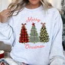 Small Ash Light Gray Merry Christmas, Leopard Print and Plaid Trees Seasonal Holiday Design Sweatshirt