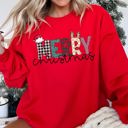  Merry Christmas Festive Greeting With Classic Bold Script Cozy Fleece Lined Sweatshirt