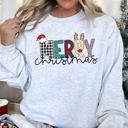 Medium Ash Light Gray Merry Christmas Festive Greeting With Classic Bold Script Cozy Fleece Lined Sweatshirt