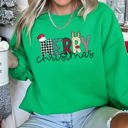 Large Irish Bright Green Merry Christmas Festive Greeting With Classic Bold Script Cozy Fleece Lined Sweatshirt