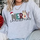 XXL Heather Sport Gray Merry Christmas Festive Greeting With Classic Bold Script Cozy Fleece Lined Sweatshirt