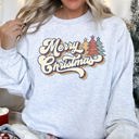  Merry Christmas, Retro Trees Holiday Cheer Vintage Nordic Style Graphic Art Print Sweatshirt