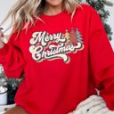 Merry Christmas, Retro Trees Holiday Cheer Vintage Nordic Style Graphic Art Print Sweatshirt